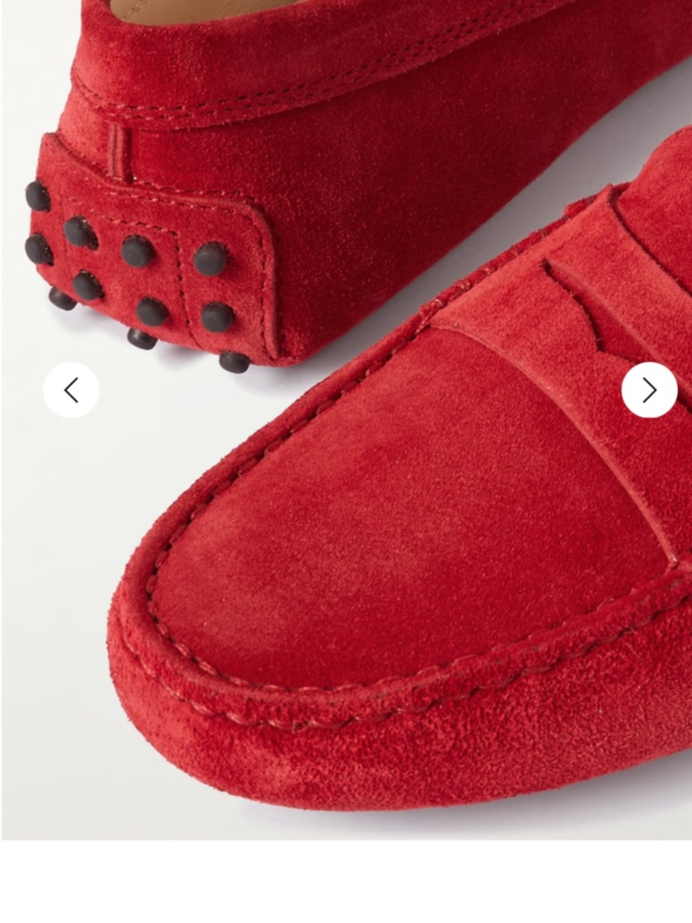Tod's Red Suede Penny Loafers - Women's Flats - Picture 7 of 8